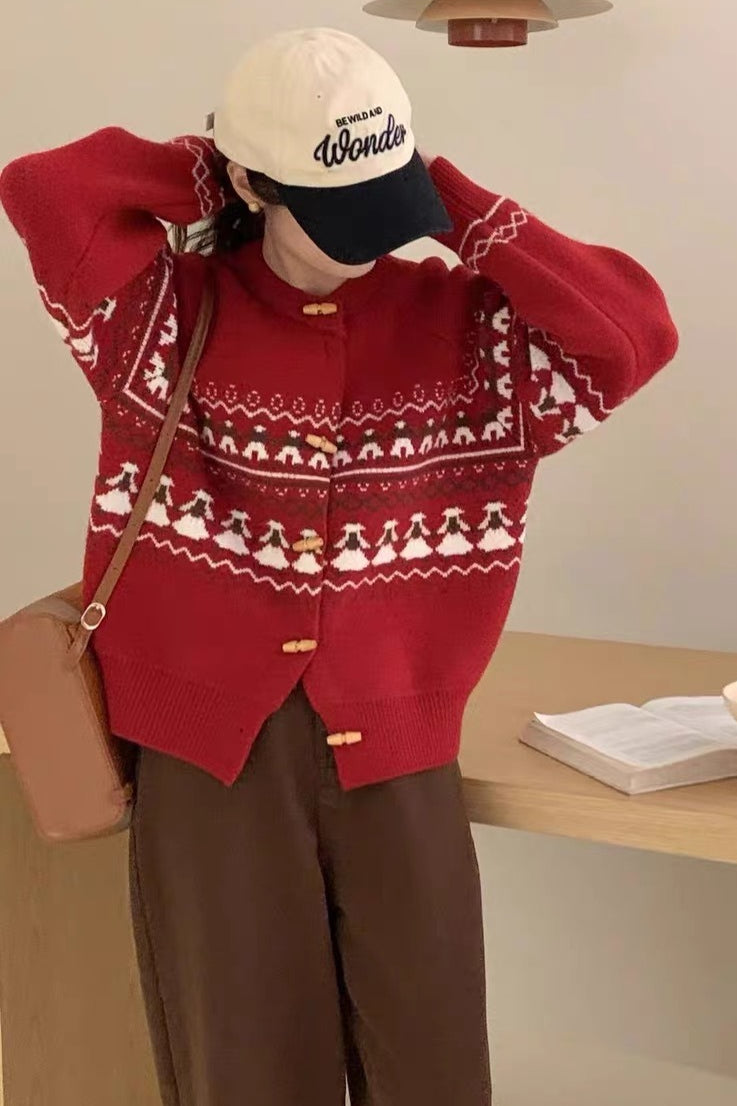 Retro Jacquard Cardigan