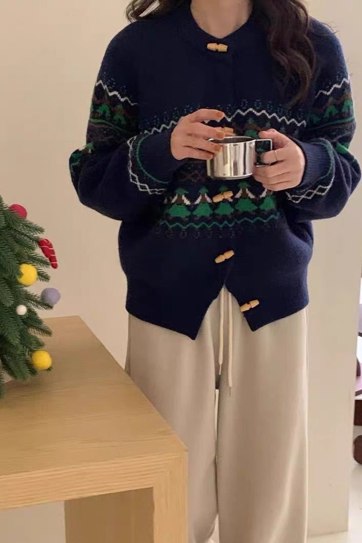 Retro Jacquard Cardigan