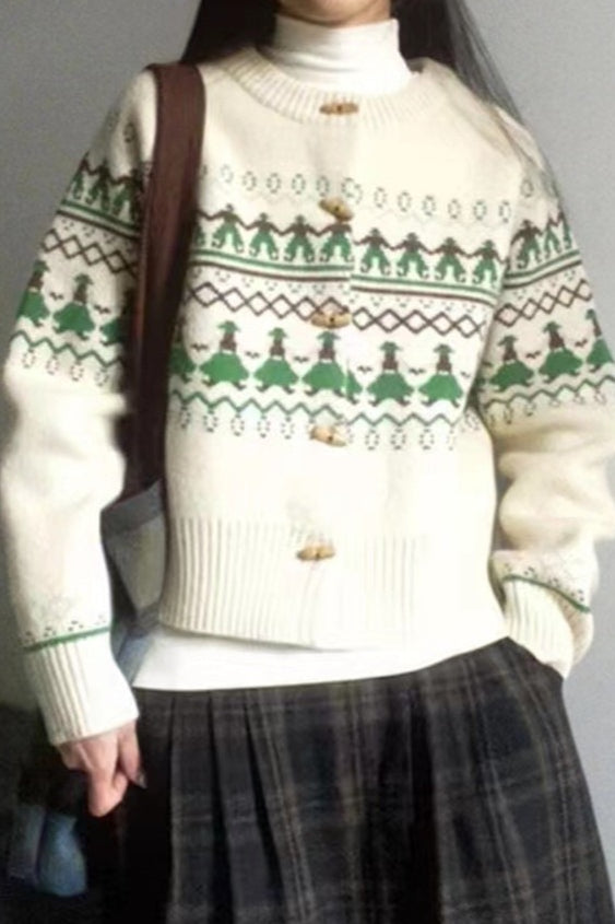 Retro Jacquard Cardigan