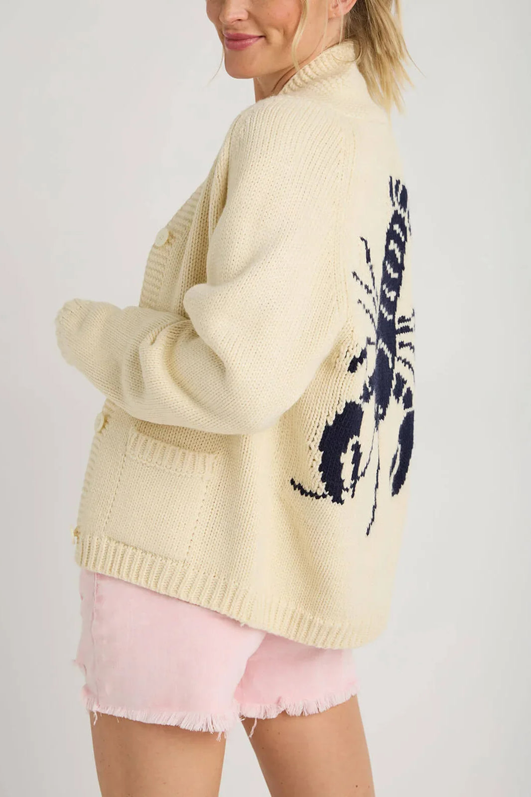 Lobster Print Knit Cardigan